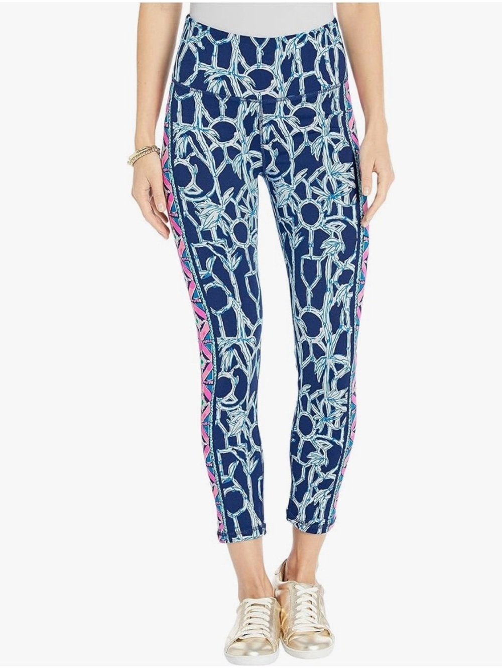 Lilly Pulitzer Luxletic High Rise Midi Leggings High Tide Navy Lucky Bamboo XL